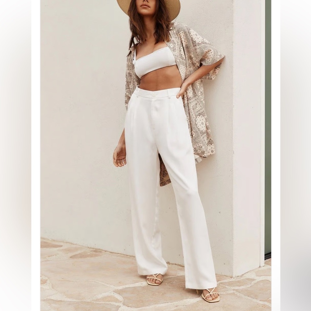 12th Tribe Jaxson white wide leg trousers